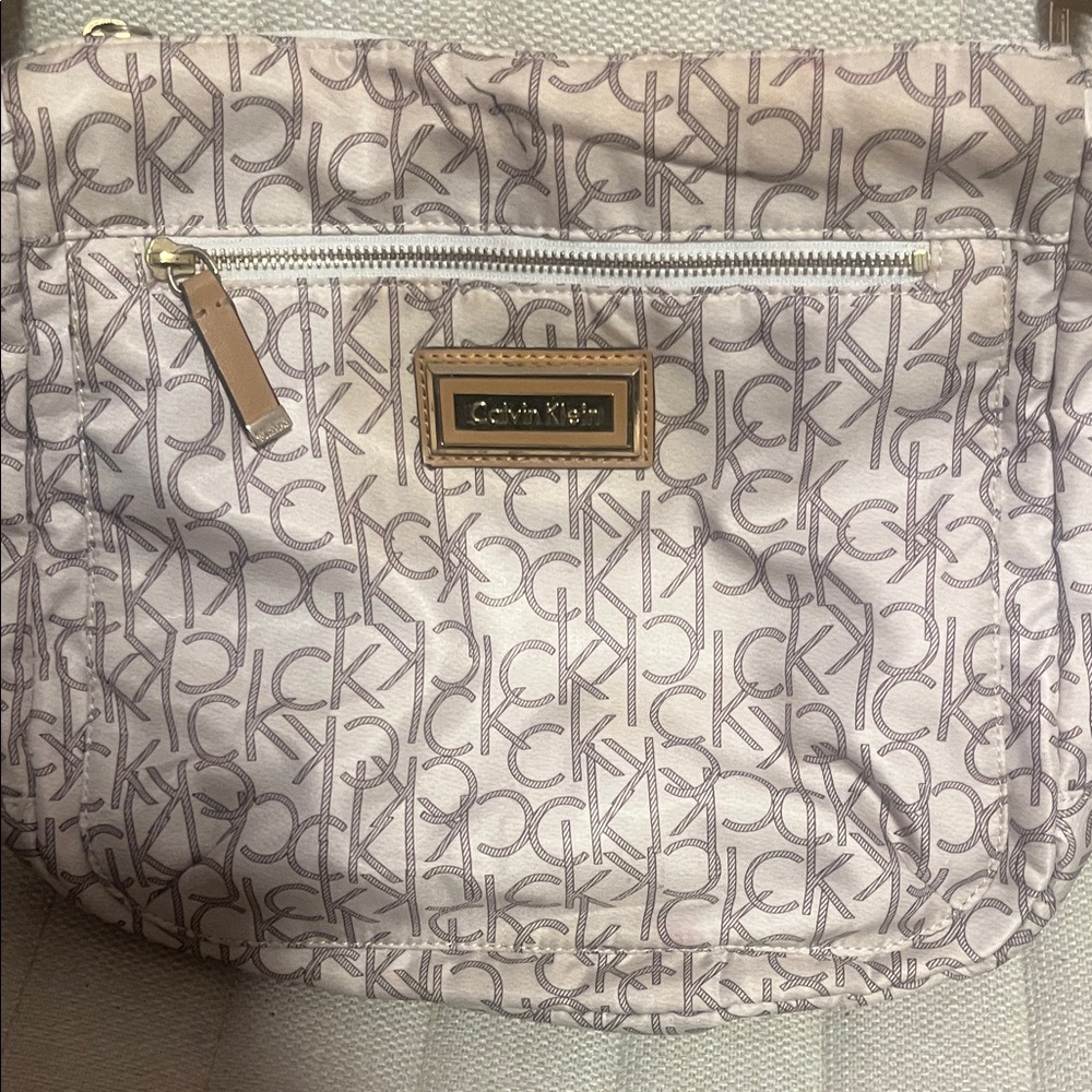 Calvin Klein Beige Monogram Shoulder Bag